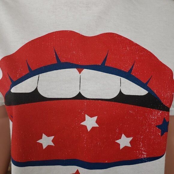 White T-shirt Top Mouth Logo Small - Picture 2 of 4